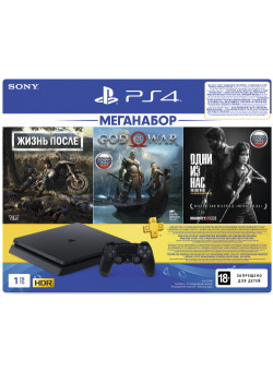 Игровая приставка Sony PlayStation 4 Slim 1TB Black (CUH-2208B) + Gran Turismo: Sport + God Of War IV + Horizon Zero Dawn + PS Plus 90 дней